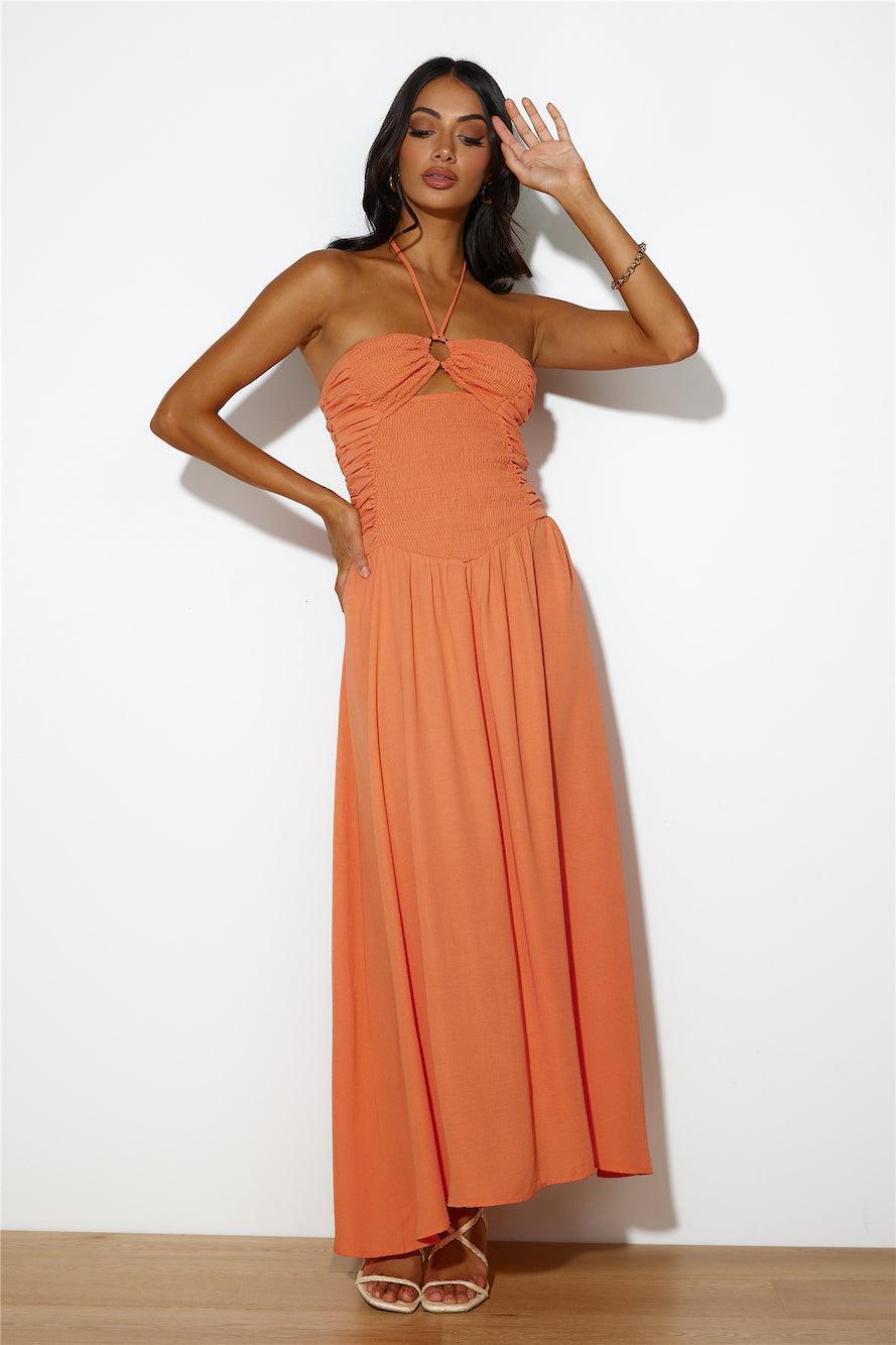 Go Back In Time Maxi Dress Orange Product Image