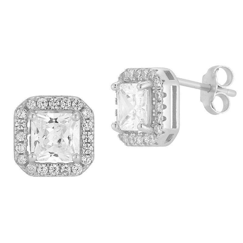 Sunkissed Sterling Cubic Zirconia Cluster Stud Earrings, Womens, Silver Product Image