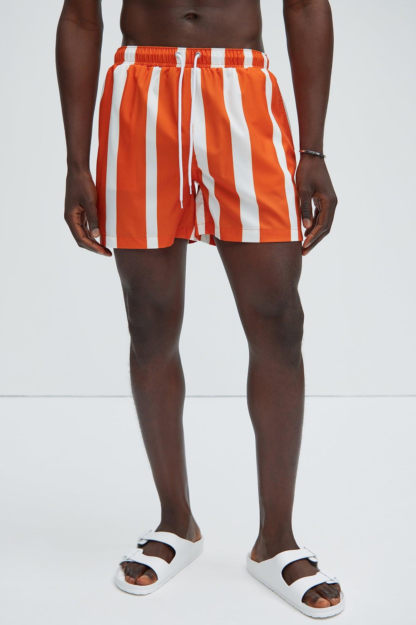 Terracotta Stripes Swim Trunks - Orange Product Image