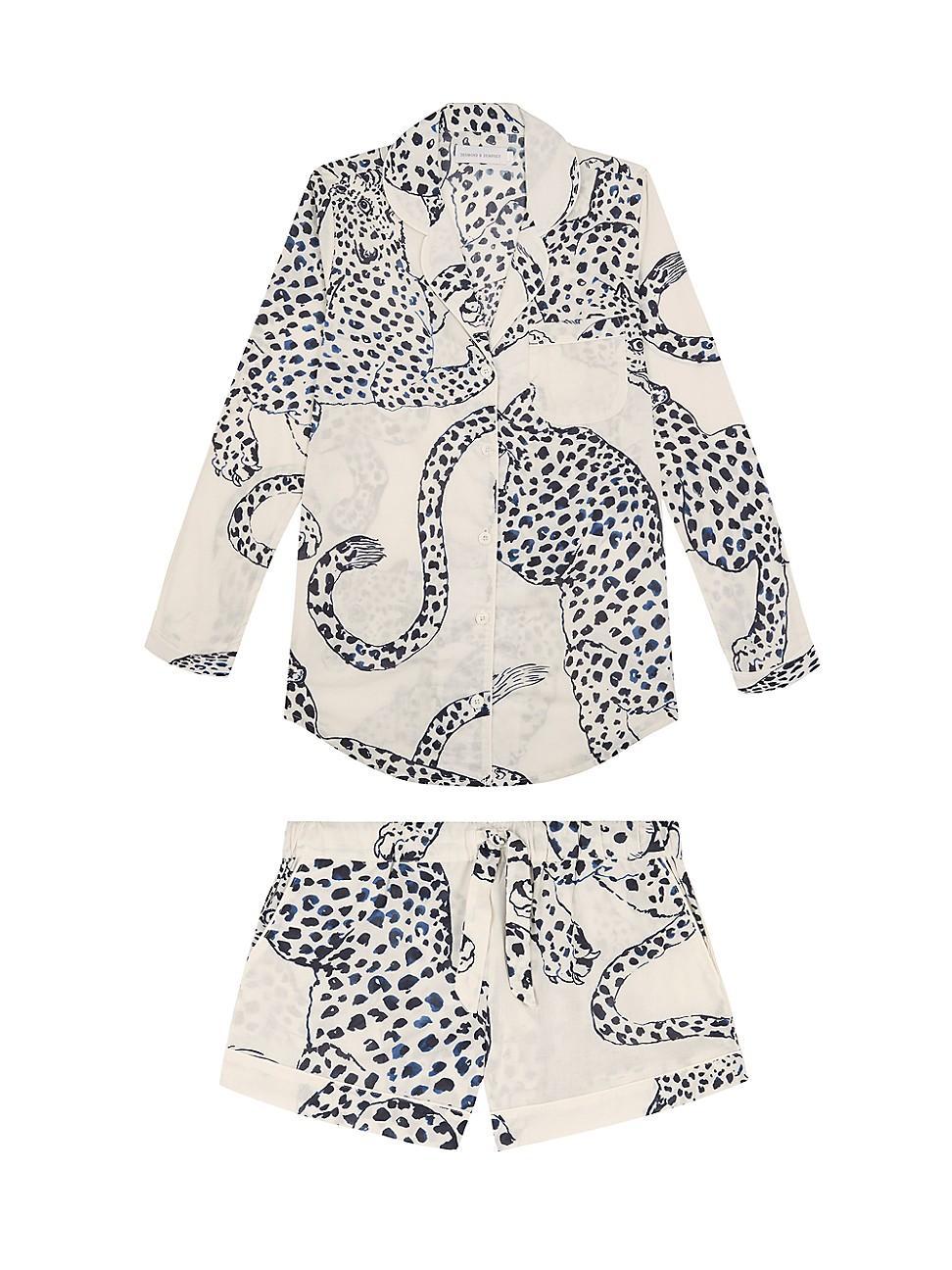 Womens Jaguar Print Cotton Signature Pajama Set Product Image