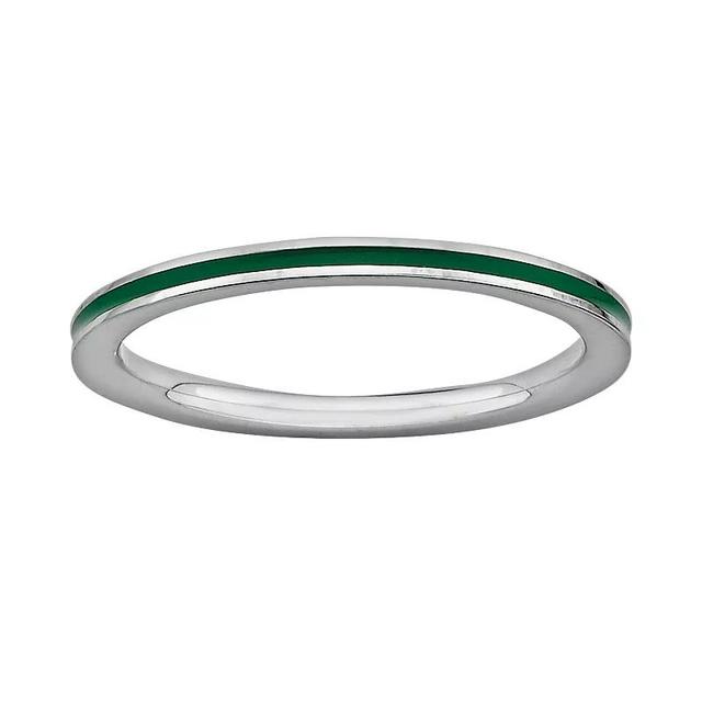 Stacks & Stones Sterling Silver Green Enamel Stack Ring, Womens Product Image