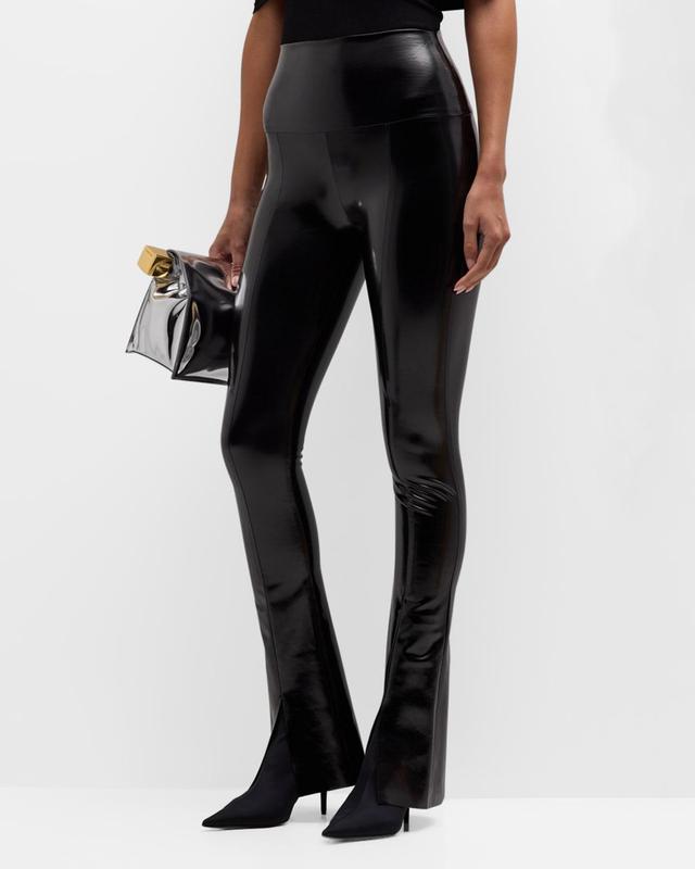 Norma Kamali Faux Leather Slit Hem Leggings Product Image