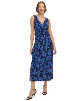 Women's Printed Ruched Midi Dress Product Image