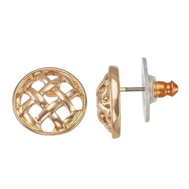 Napier Gold Tone Crisscross Texture Stud Earrings, Womens Product Image