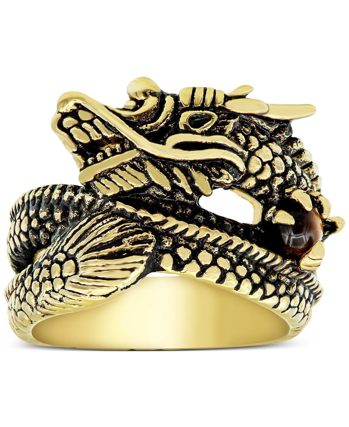 Mens Dragon Ring in Yellow & Black Ion-Plated Stainless Steel Product Image