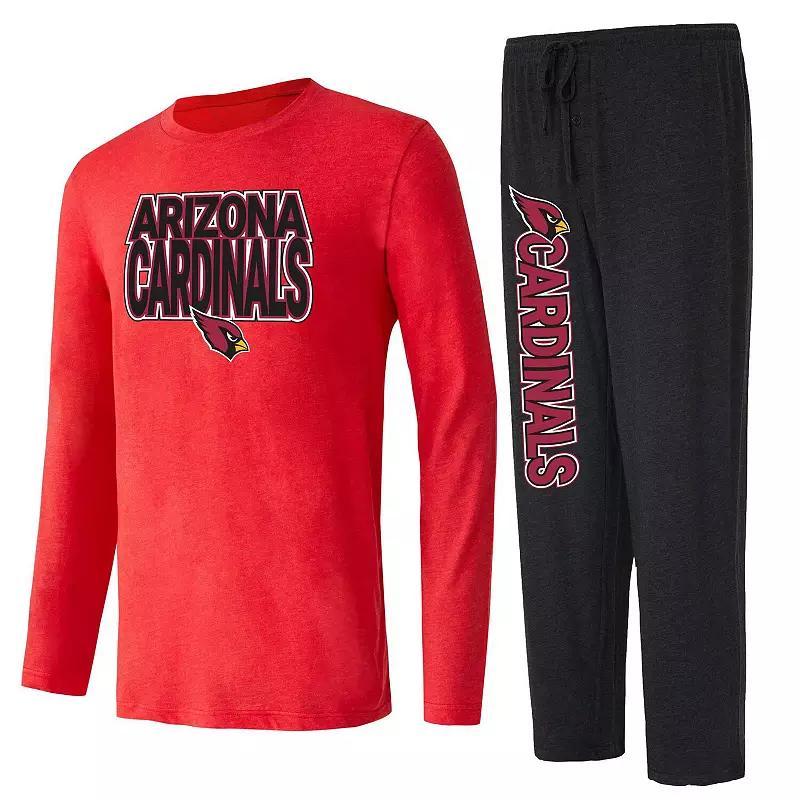 Mens Concepts Sport Black/Cardinal Arizona Cardinals Meter Long Sleeve T-Shirt and Pants Sleep Set Product Image