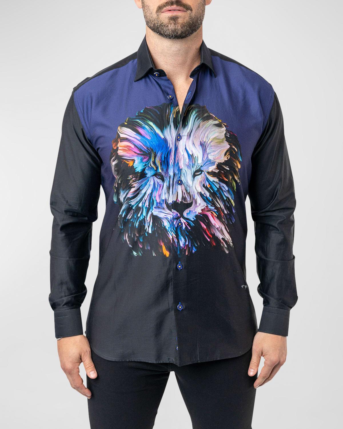 Mens Fibonacci Lion Paint Dress Shirt Product Image