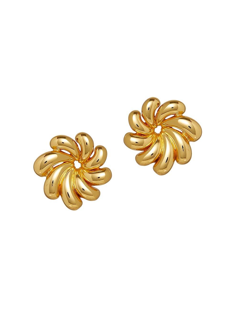 Womens Pinwheel 14K Gold-Plated Button Earrings Product Image