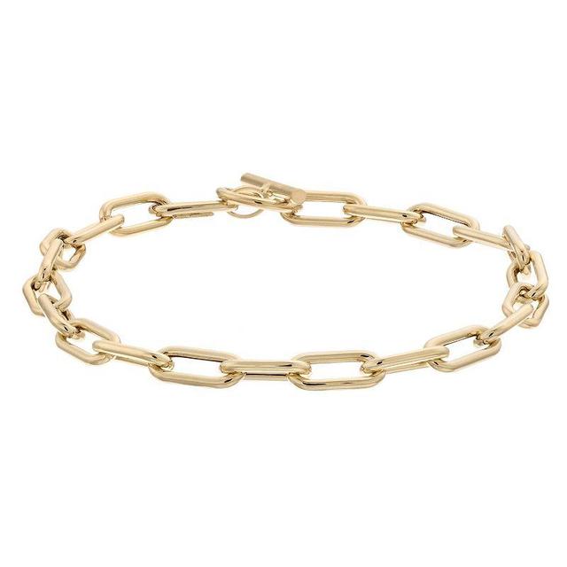 14k Gold Paper Clip Toggle Bracelet, Womens Product Image