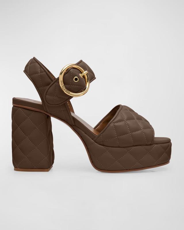 Jodie Quilted Ankle-Strap Platform Sandals Product Image