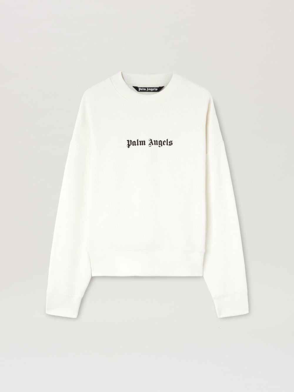 Logo Sweatshirt in white  - Palm Angels® Official  Product Image