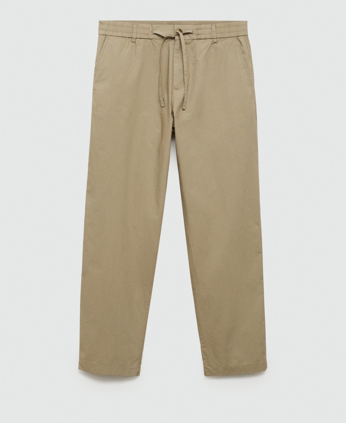 MANGO MAN - Drawstring cotton trousers mink greyMen Product Image