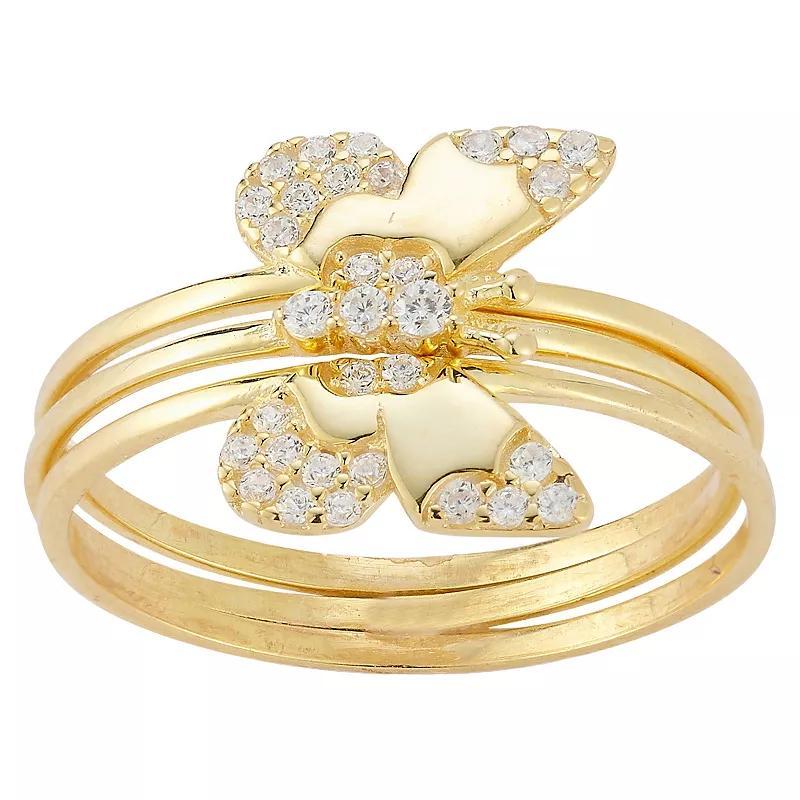 Sunkissed Sterling Cubic Zirconia Butterfly Ring Set, Womens Gold Tone Product Image