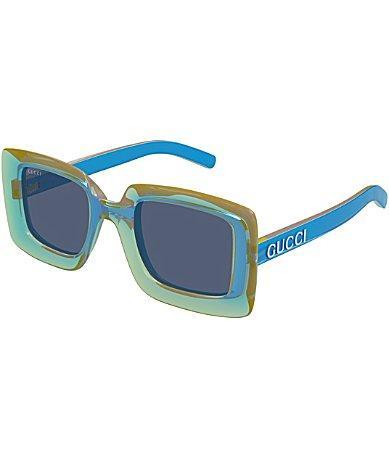 Gucci Womens Sunset Boulevard 51mm Ombre Square Sunglasses - Transparent Neon Blue/Transparent Mandarin Product Image