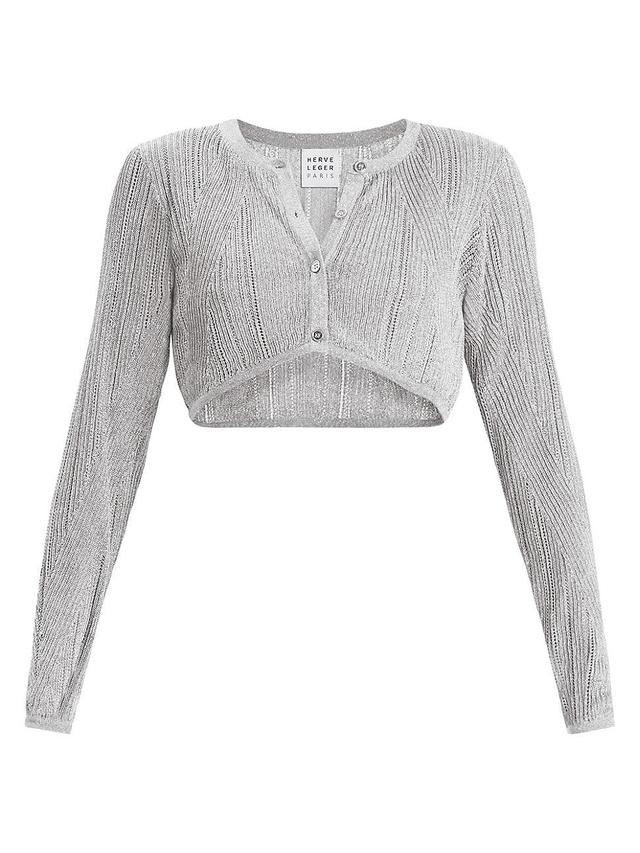 Womens Metallic Cropped Cardigan Product Image