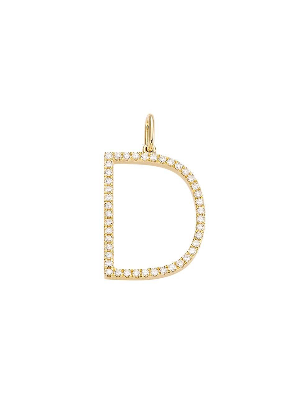 Womens 14K Yellow Gold & Diamond Pav Initial Charm Product Image