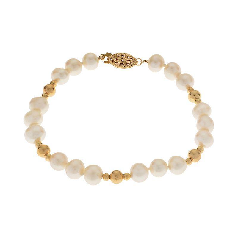 PearLustre by Imperial 14k Gold Filled Freshwater Cultured Pearl Beaded Bracelet, Womens Gold Tone Product Image