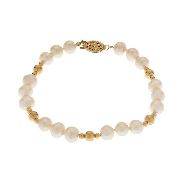 PearLustre by Imperial 14k Gold Filled Freshwater Cultured Pearl Beaded Bracelet, Womens White Product Image