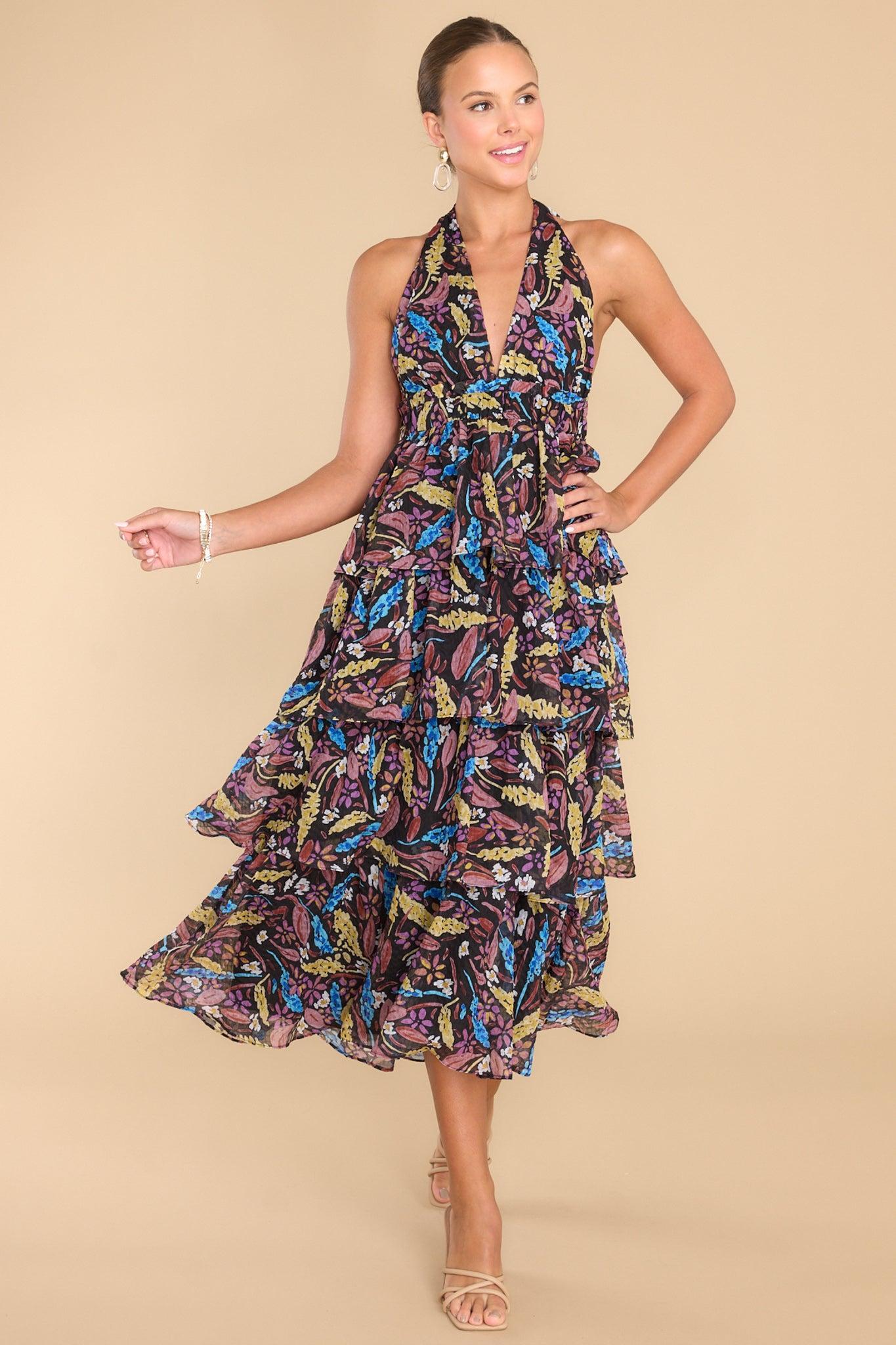 Lulua Black Multi Floral Maxi Dress Product Image