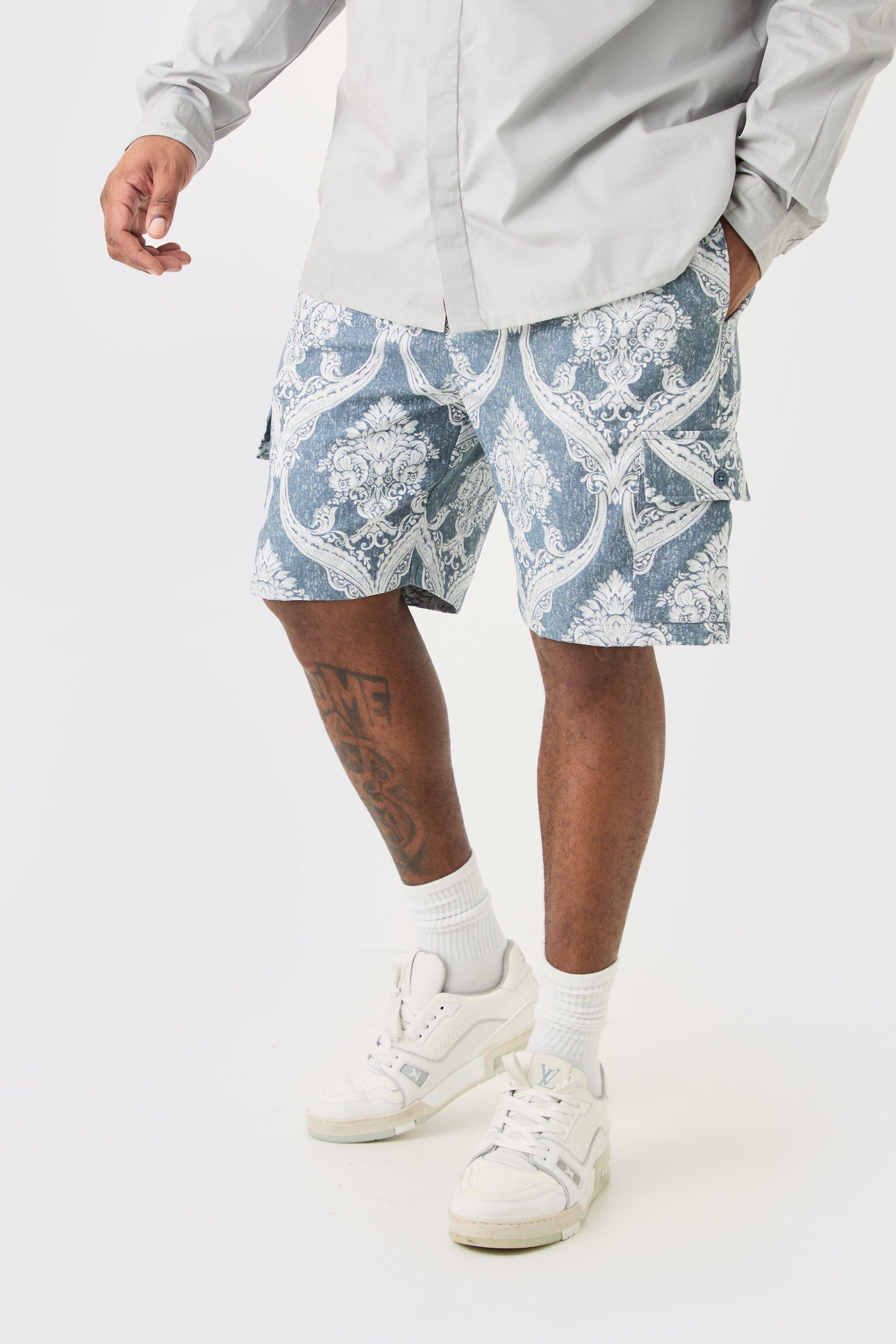 Plus Textured Tapestry Cargo Short | boohooMAN USA Product Image