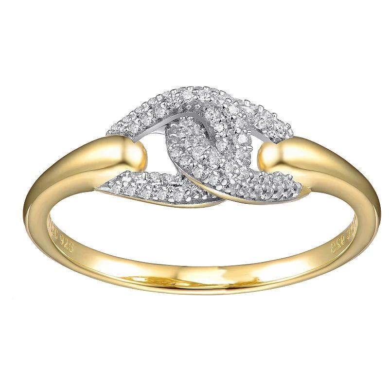 14k Gold over Sterling Silver Cubic Zirconia Entwined Double Curb Chain Ring, Womens Gold Tone Product Image