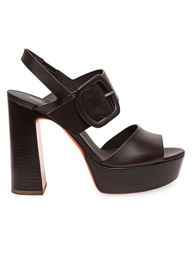 Bruxel Leather Buckle Platform Sandals Product Image