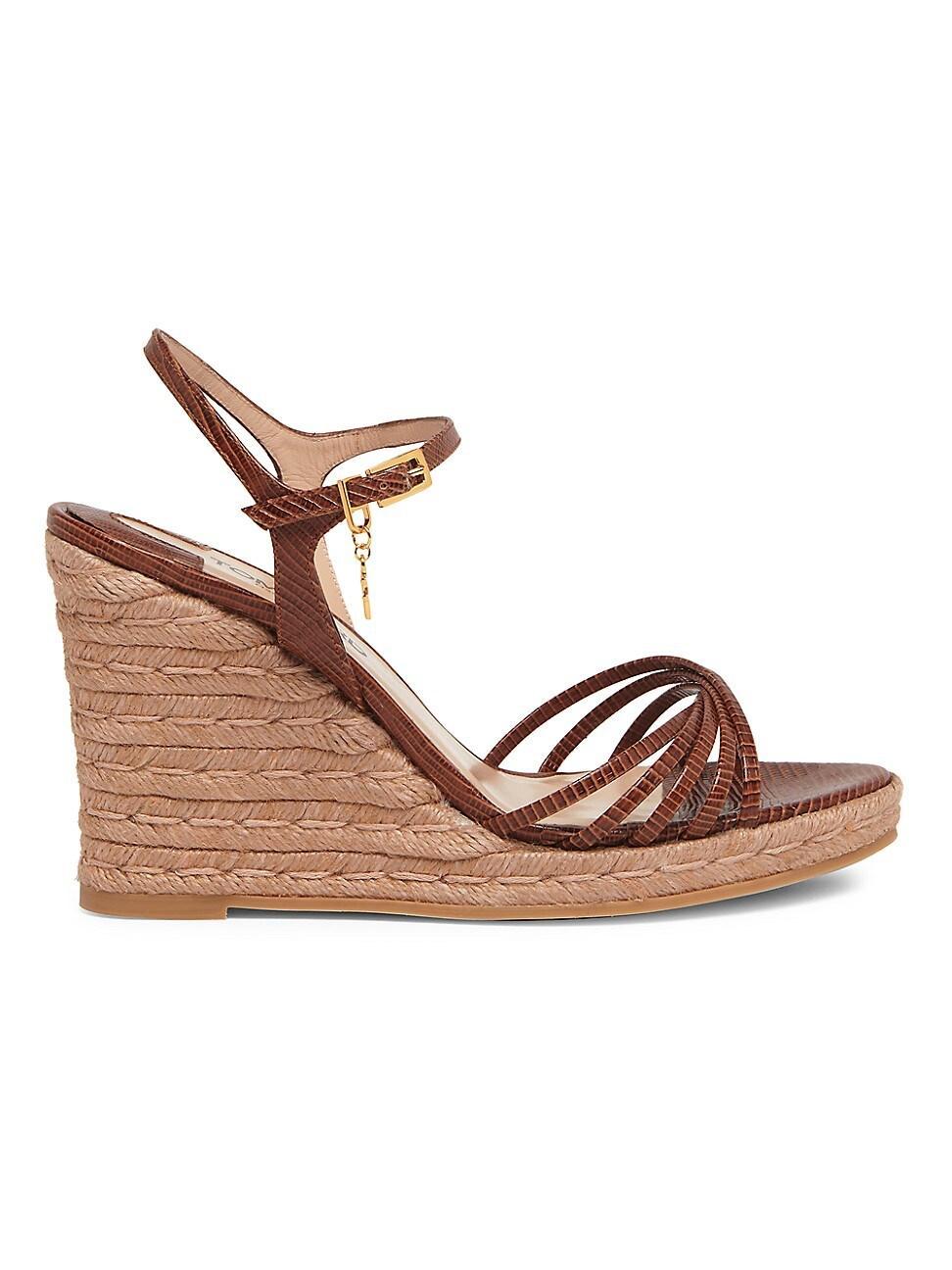 Womens 85MM Lizard-Embossed Leather Wedge Sandals Product Image