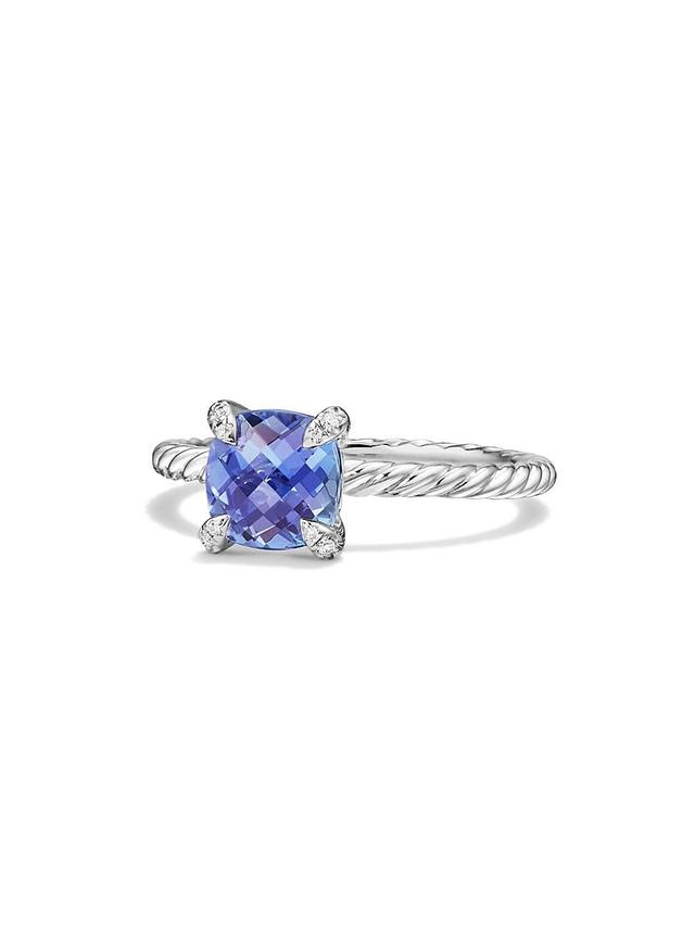 Womens Chtelaine Ring With Tanzanite & Diamonds In 18K White Gold, 7MM Product Image