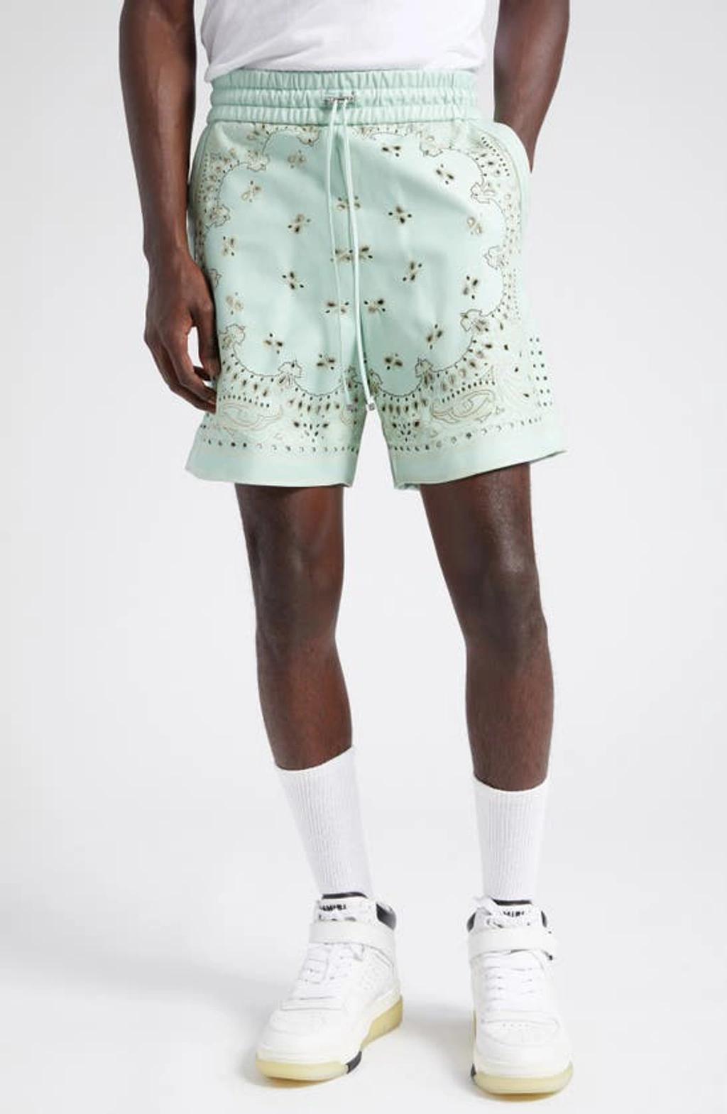 AMIRI Leather Bandana Short In Mint Product Image