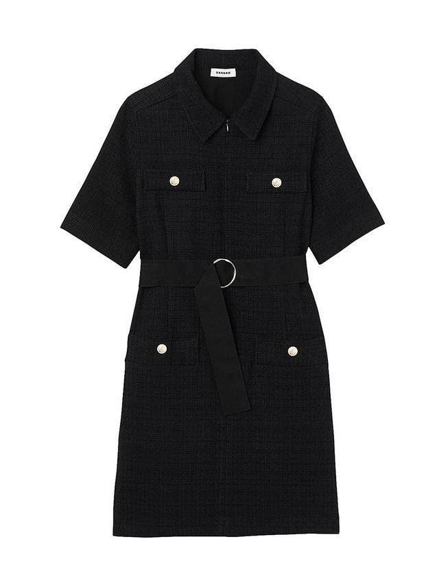 Sandro Nour Tweed Shirt Dress Product Image