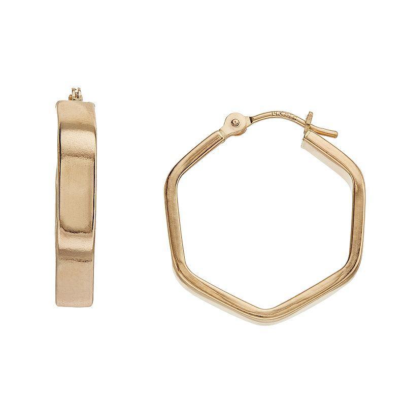 14k Gold Octagon Hoop Earrings, Womens, 10k Gold Product Image