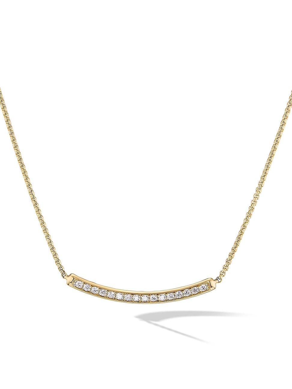 Womens Petite Pav Bar Necklace in 18K Yellow Gold Product Image