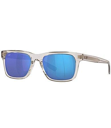 Costa Mens 6S2003 Tybee Crystal 55mm Rectangle Polarized Sunglasses - Shiny Light Grey Crystal Product Image