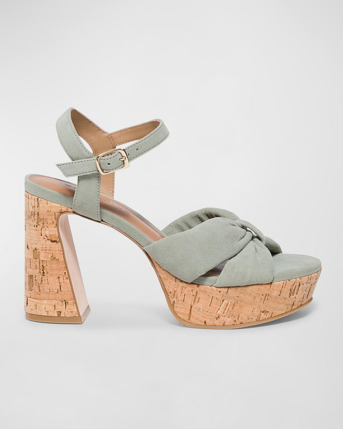 Suede Ankle-Strap Platform Sandals Product Image