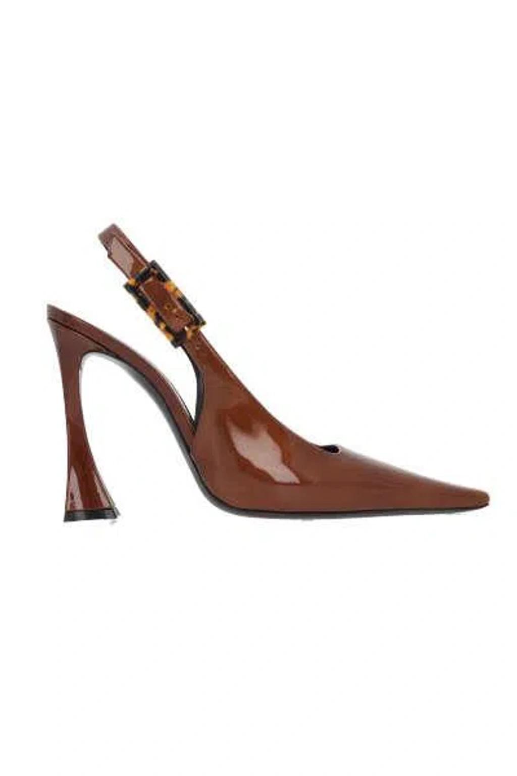 Dune Patent Leather Slingback Pumps In Brown Product Image