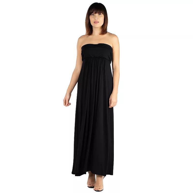 Womens 24seven Comfort Apparel Strapless Loose Fit Pleated Maxi Dress Product Image