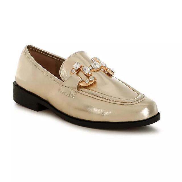 Rag & Co Dendron Womens Metallic Chain Detail Loafers Product Image