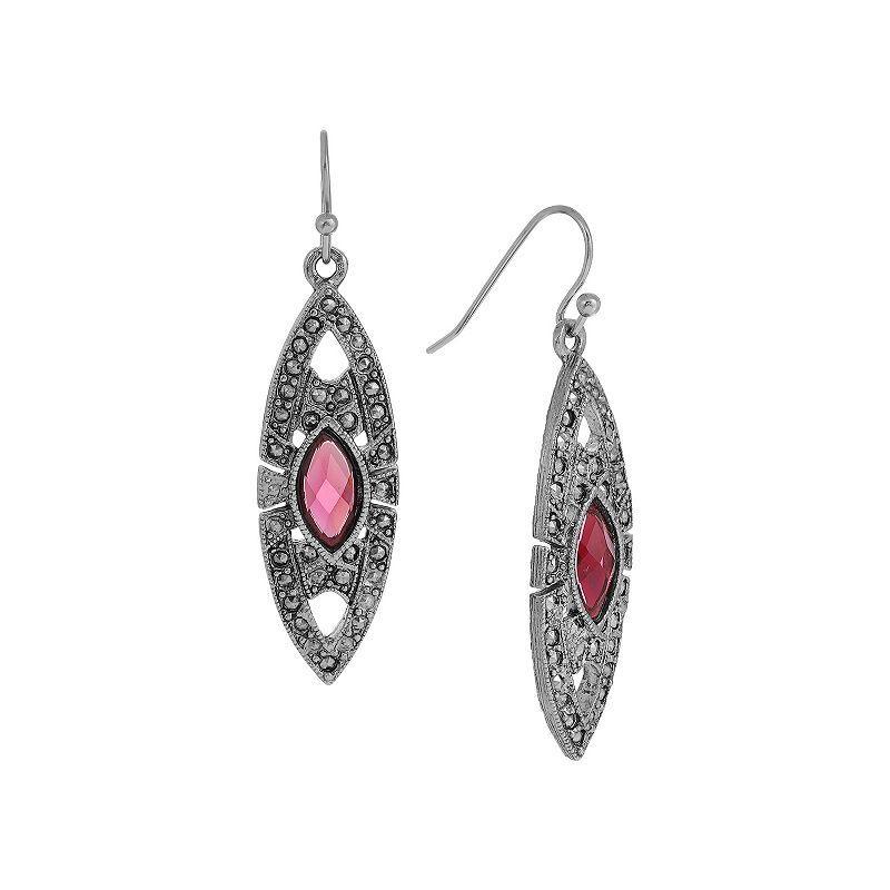 1928 Silver Tone Drop Earrings, Womens, Pink Product Image