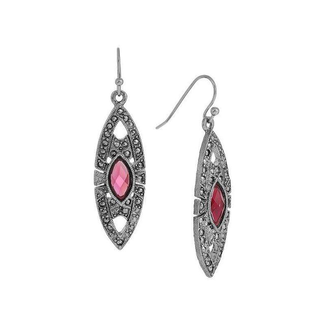 1928 Silver Tone Drop Earrings, Womens, Pink Product Image