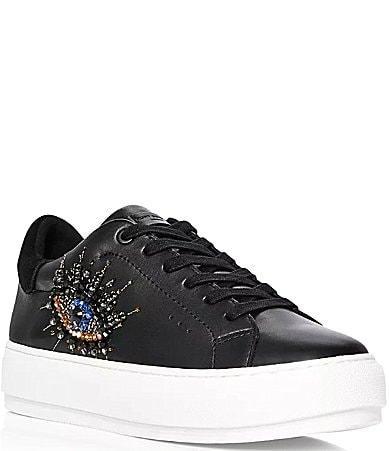 Kurt Geiger London Laney Leather Embellished Eye Platform Sneakers Product Image