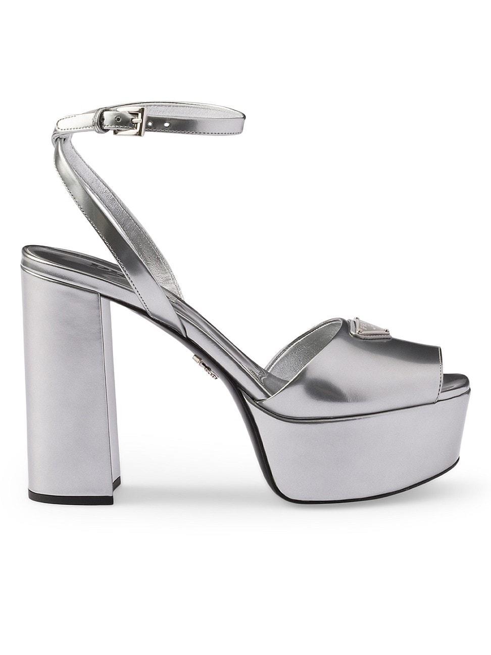 Womens Metallic Leather Platform Sandals Product Image