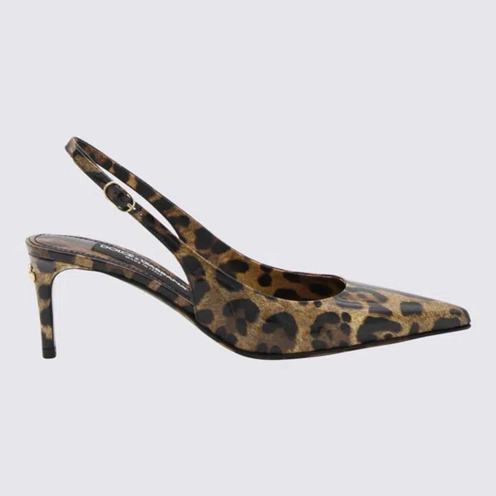 Leopard Print Leather Slingback Pumps In Brown Product Image