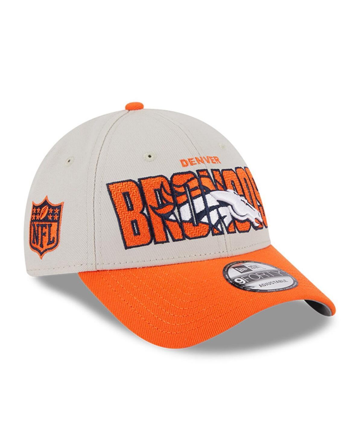 Mens New Era Stone/Orange Denver Broncos 2023 NFL Draft 9FORTY Adjustable Hat Product Image