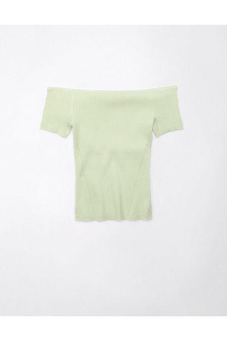 AE Cropped Ribbed Off-The-Shoulder Top Women's Product Image