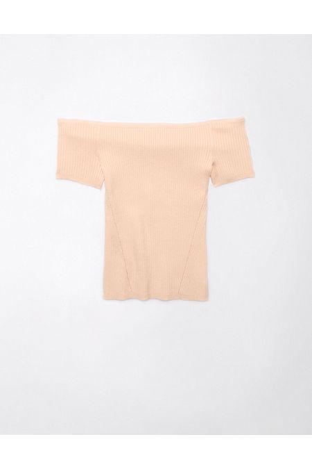 AE Cropped Ribbed Off-The-Shoulder Top Women's Product Image