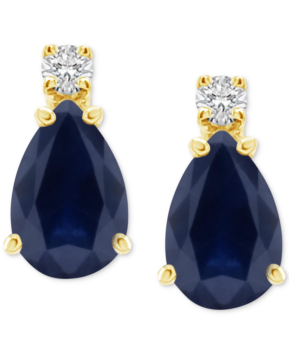 Belk & Co 14K Gold 6X4 Pear Shape Sapphire Diamond Accent Earrings Product Image