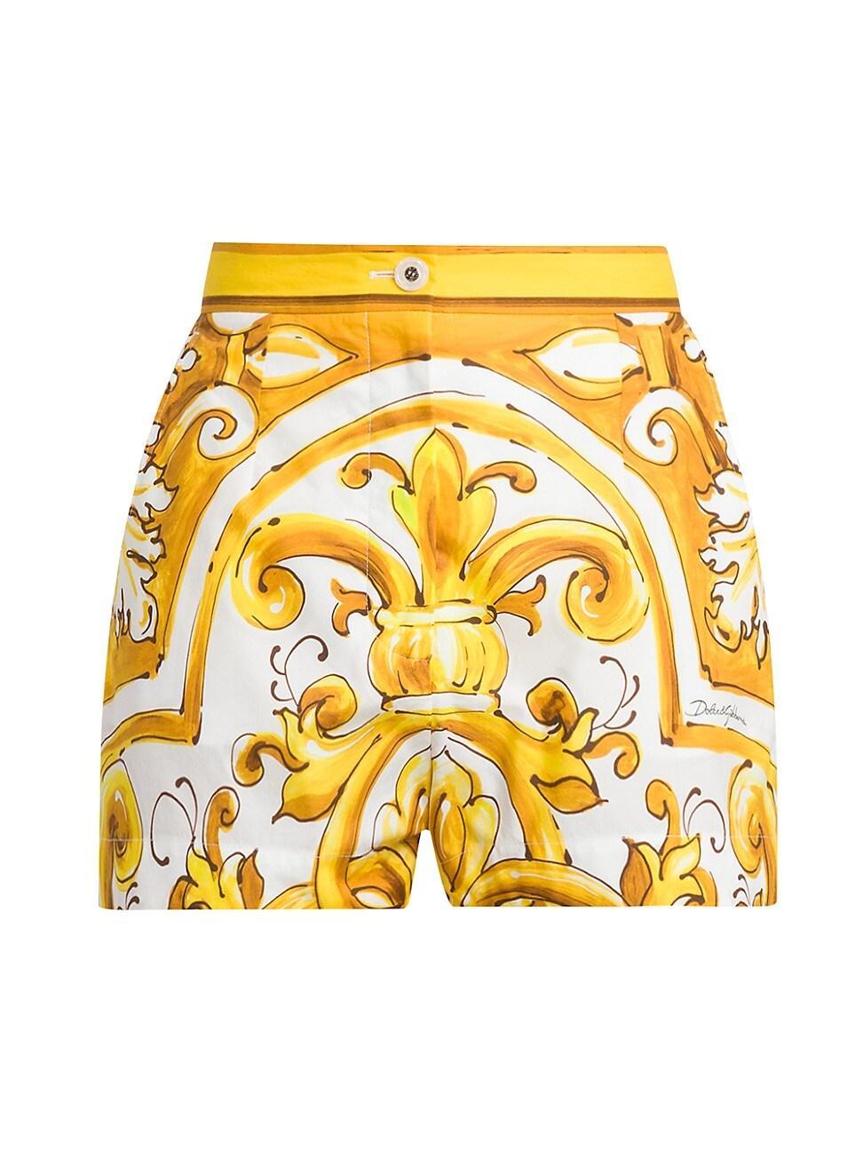 Womens Maiolica Print Cotton Shorts Product Image