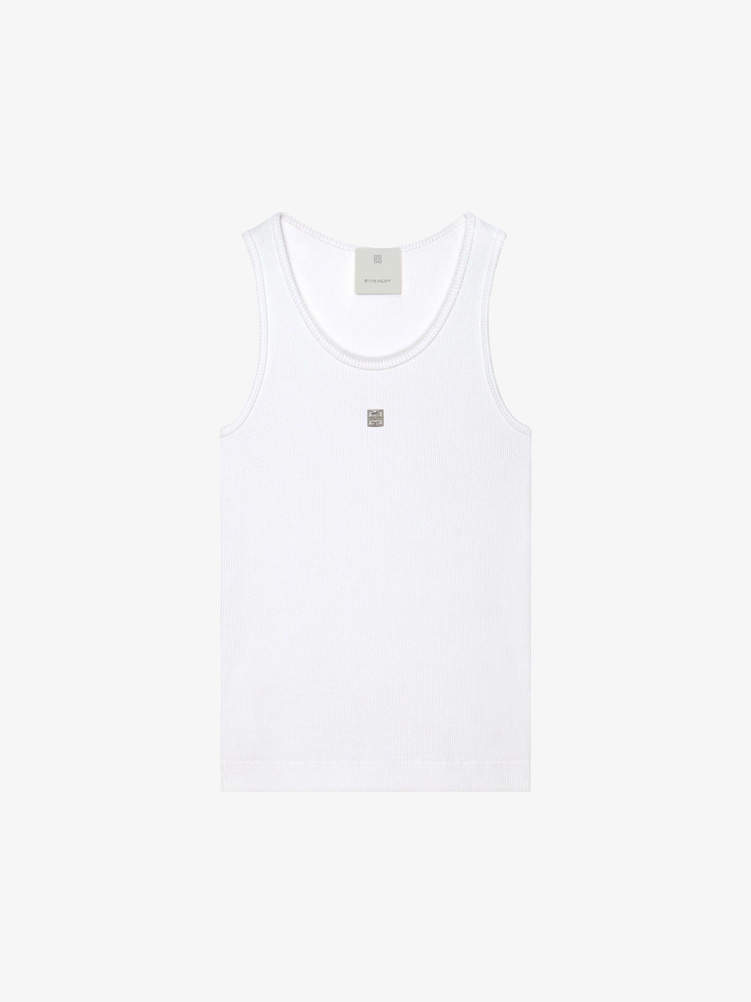 Slim fit tank top in cotton with 4G detail Product Image