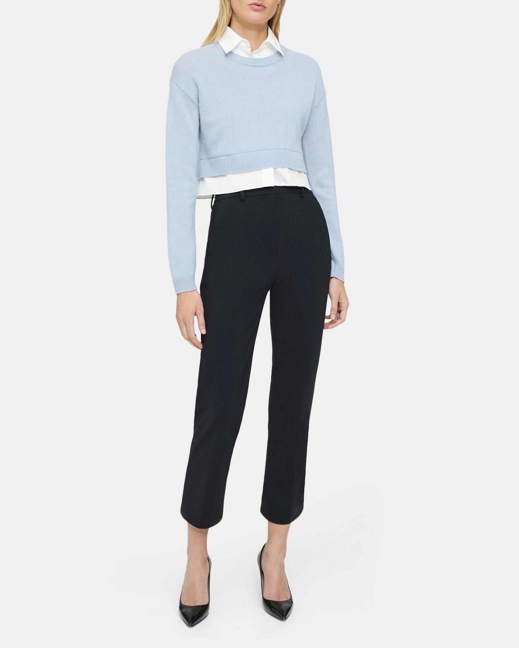 Cropped Layered Sweater in Cashmere Product Image