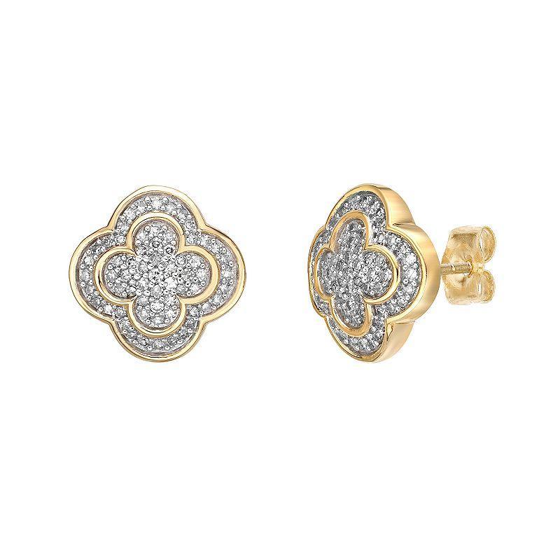 Gemminded 10k Gold 1/4 Carat T.W. Diamond Clover Stud Earrings, Womens Product Image